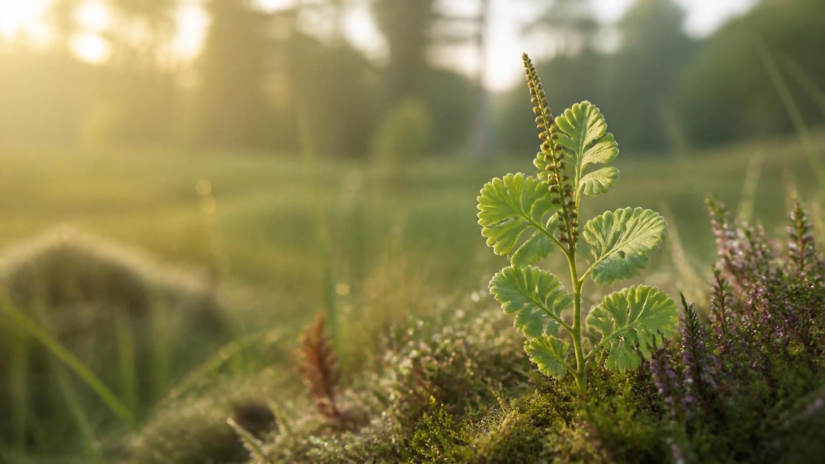 Maanvaren en andere planten in een natuurlijke omgeving